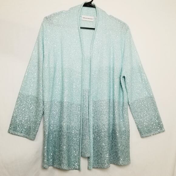 Alfred Dunner Sequined Cardigan Women's Blue Ombre 3/4 Sleeves Size Small - Picture 1 of 8
